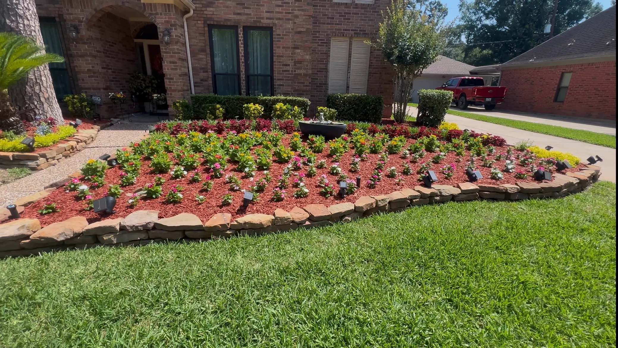 Decorative stonework project in The Woodlands TX by FM Landscaping and Hardscape